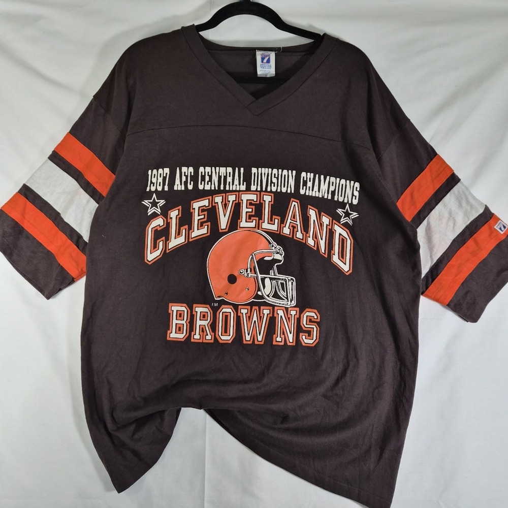 Vintage Cleveland Browns 1987 AFC Central Champions Logo 7 T Shirt Mens XL...